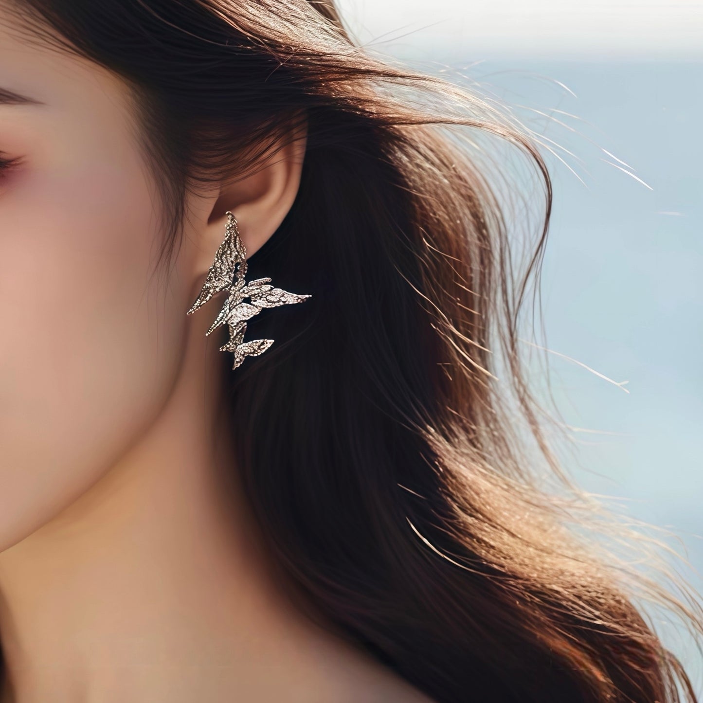 Dual Butterfly Sculptural Stud Earrings