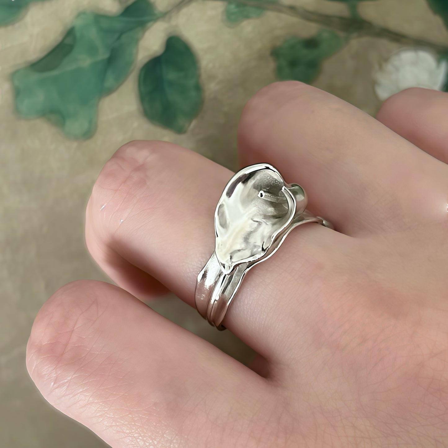 Calla Lily Ear Cuff / Ring – Adjustable Sculptural Silver Jewelry (2 styles in 1)