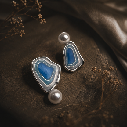 Blue Tide Pearl Earrings
