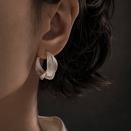 Interwoven Silver Hoop Earrings