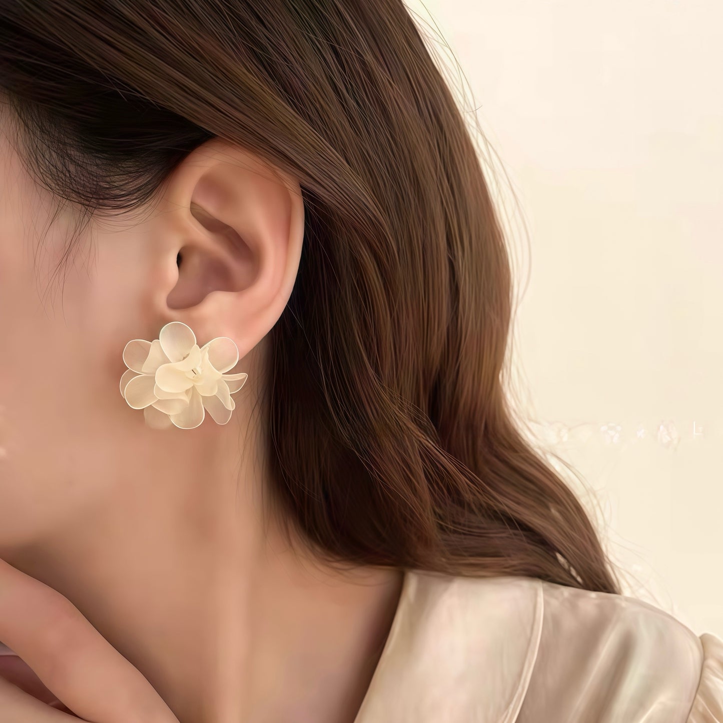 Blooming Elegance Flower Earrings – Soft White Petals of Timeless Grace