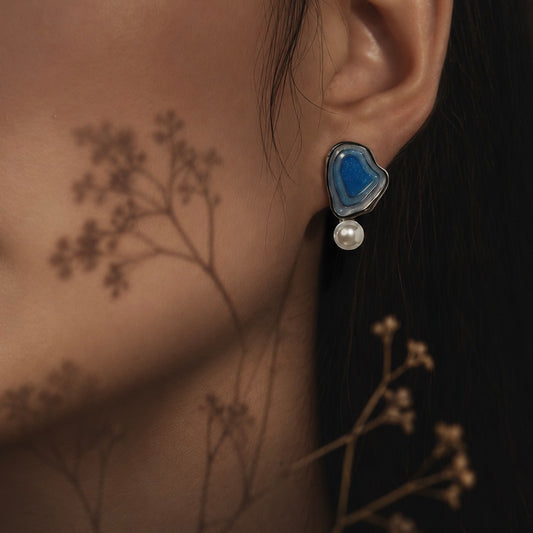 Blue Tide Pearl Earrings