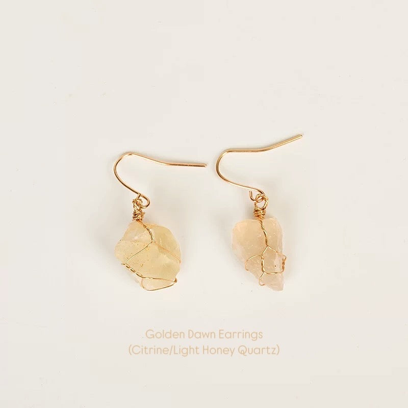 Raw Crystal Drop Earrings — Handmade Natural Stone Jewelry