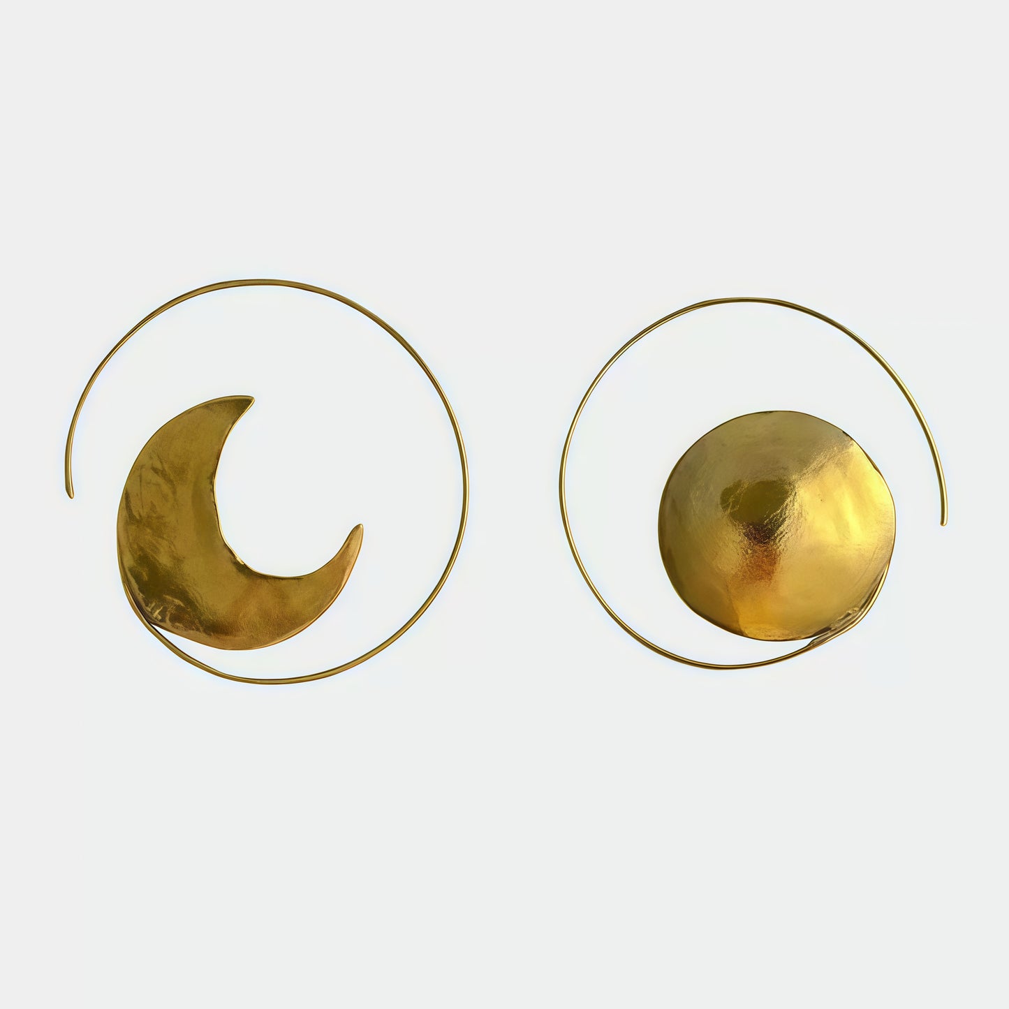 Celestial Orbit Earrings – Sun & Moon Sculptural Hoops