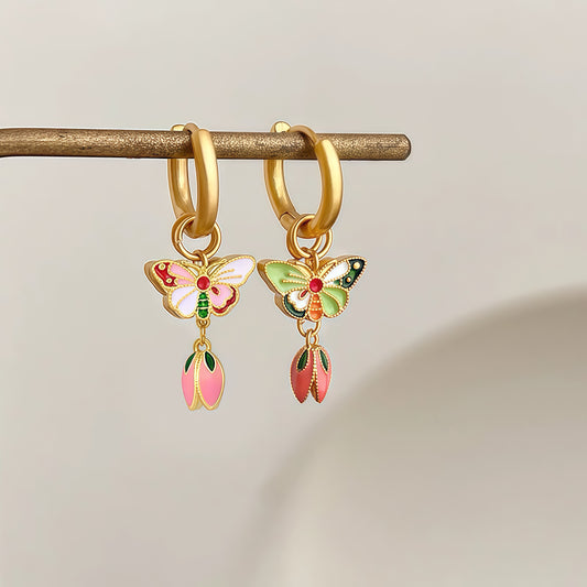 Butterfly & Blossom Convertible Hoop Earrings – 4 Styles in 1