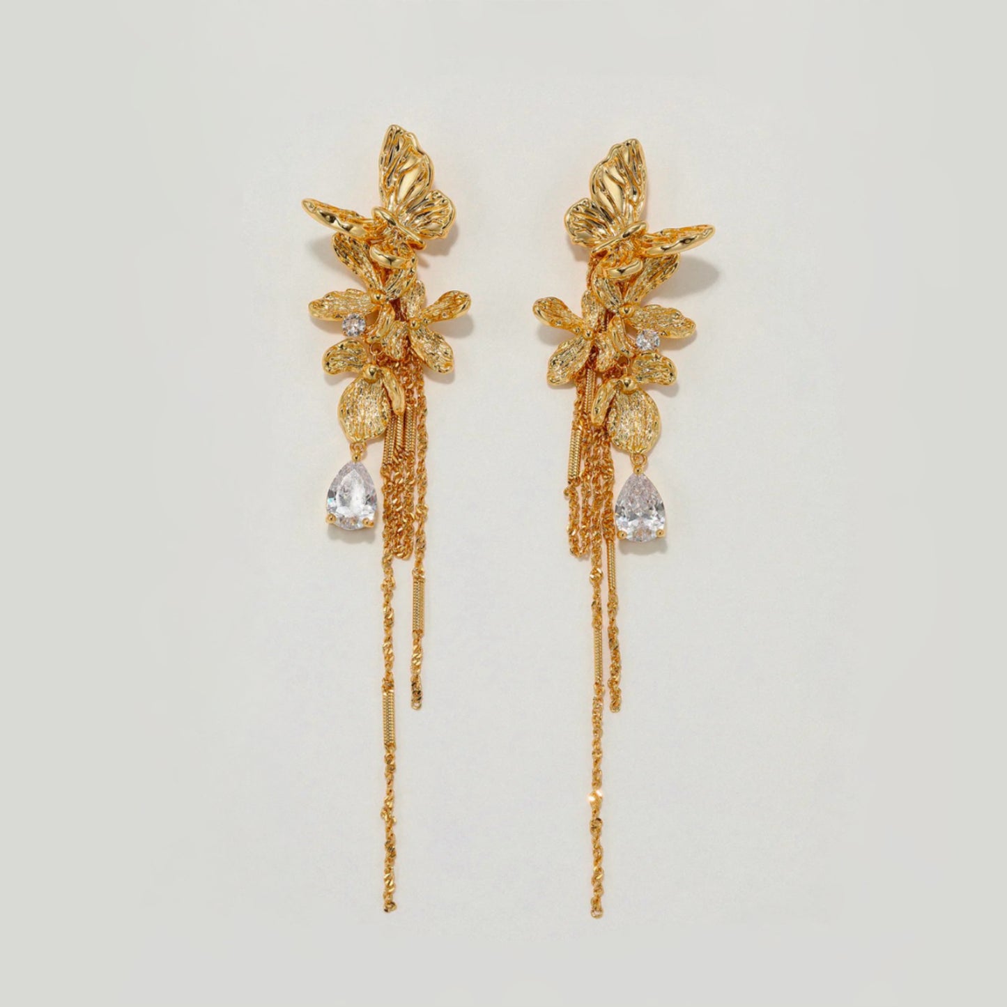 Golden Papillon Convertible Earrings (2-in-1 Style)