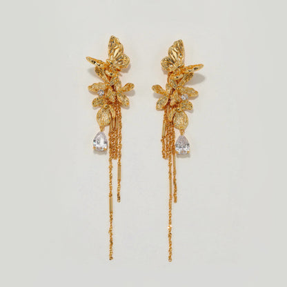 Golden Papillon Convertible Earrings (2-in-1 Style)