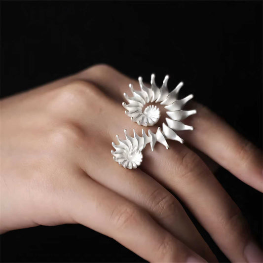 Spiral Nautilus Ring – Sculptural Statement in Silver