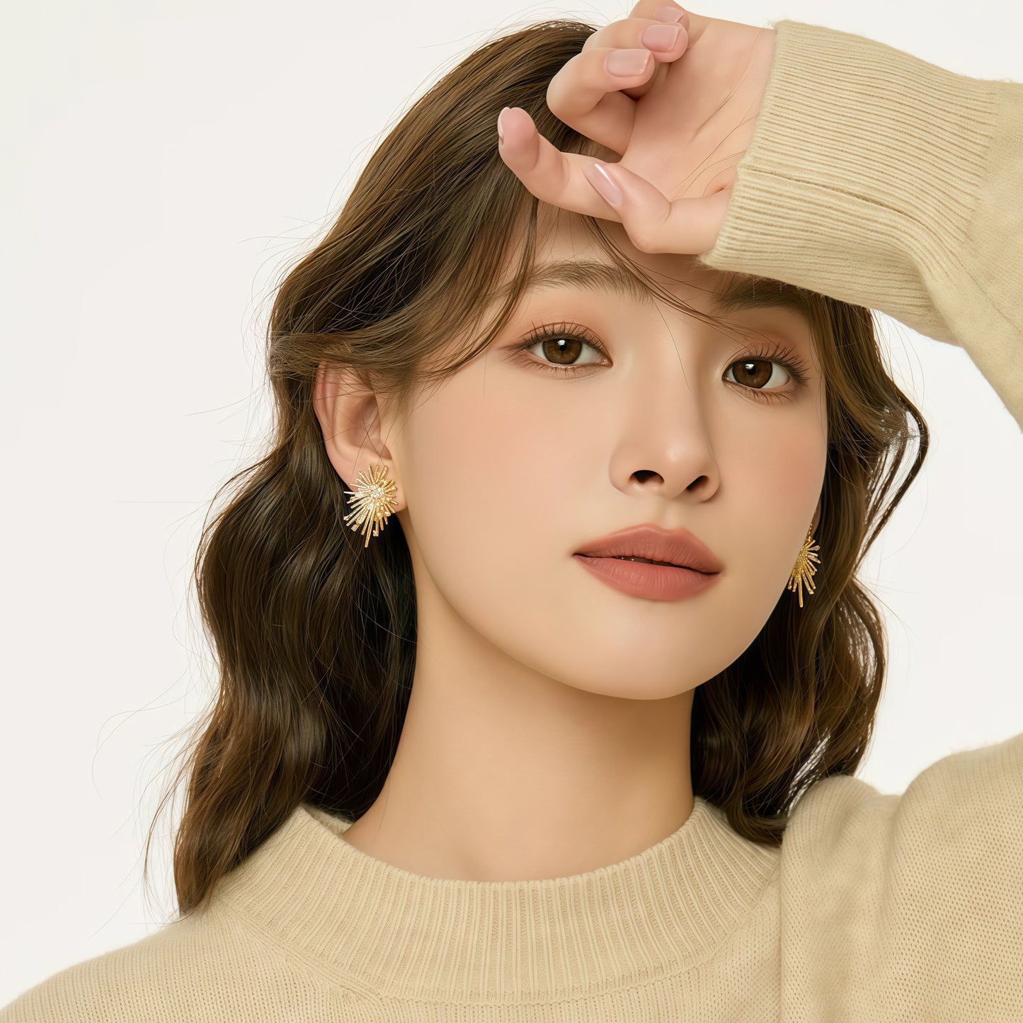 Radiant Firework Earrings — Golden Light in Motion