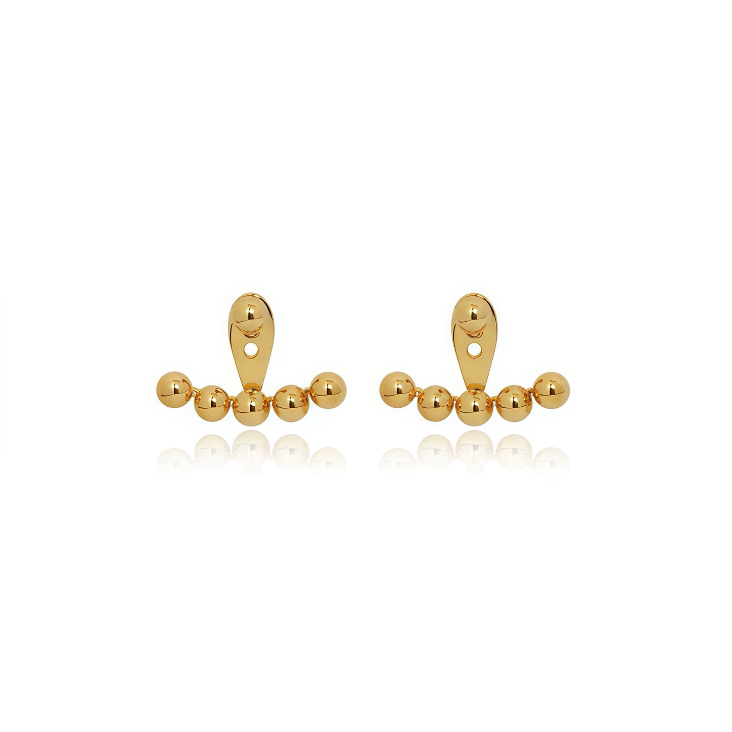 Golden Bead Arc Stud Earrings (2-in-1 Style)
