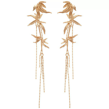 Whispering Bamboo Long Drop Earrings