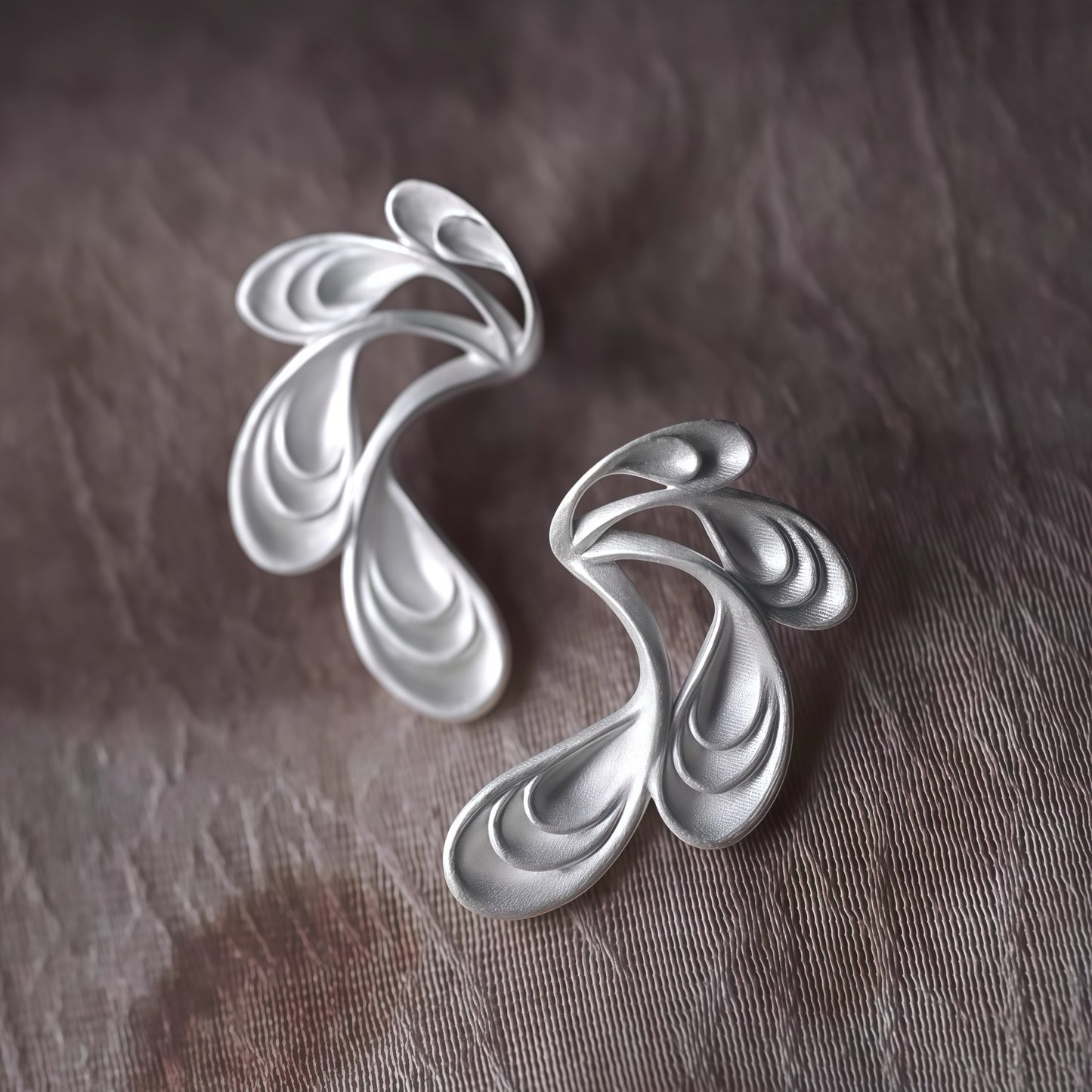 Lunar Flow Sculptural Silver Earrings (15-Day Craft)