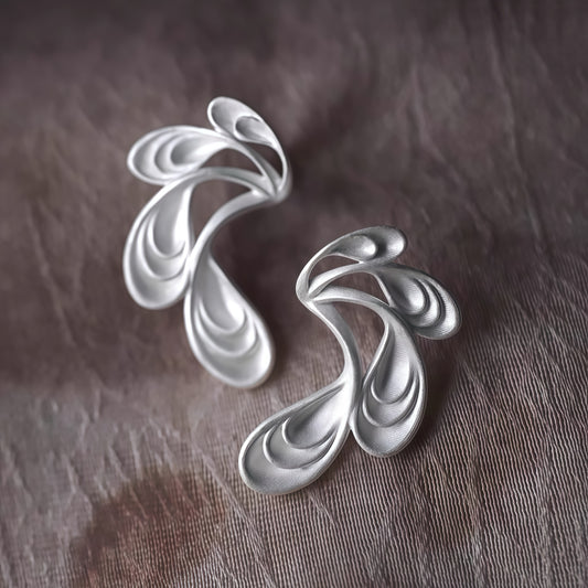 Lunar Flow Sculptural Silver Earrings (15-Day Craft)