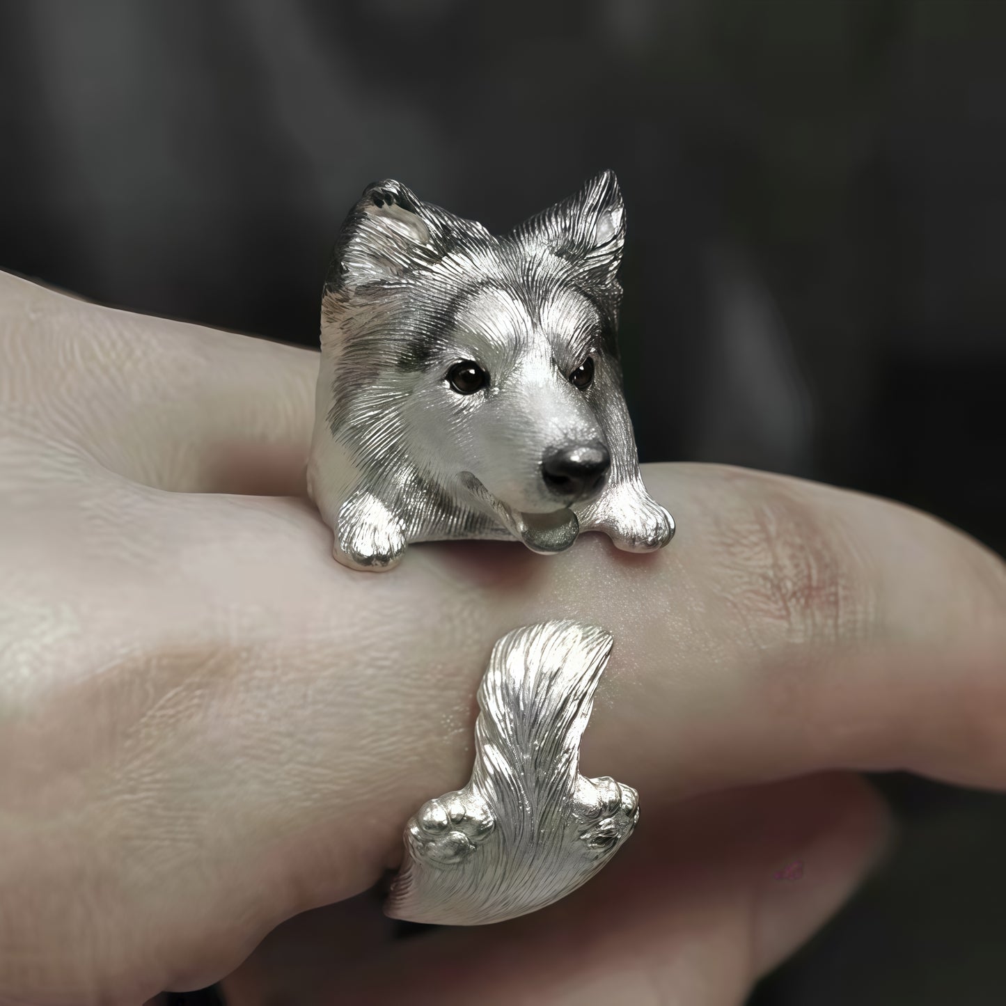 Husky Hugging Ring