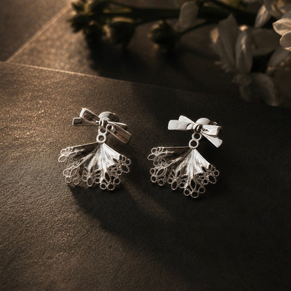 Ribbon Lace Skirt Earrings (2-in-1 Style)