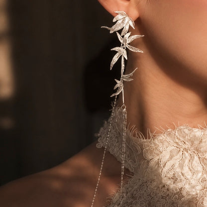 Whispering Bamboo Long Drop Earrings