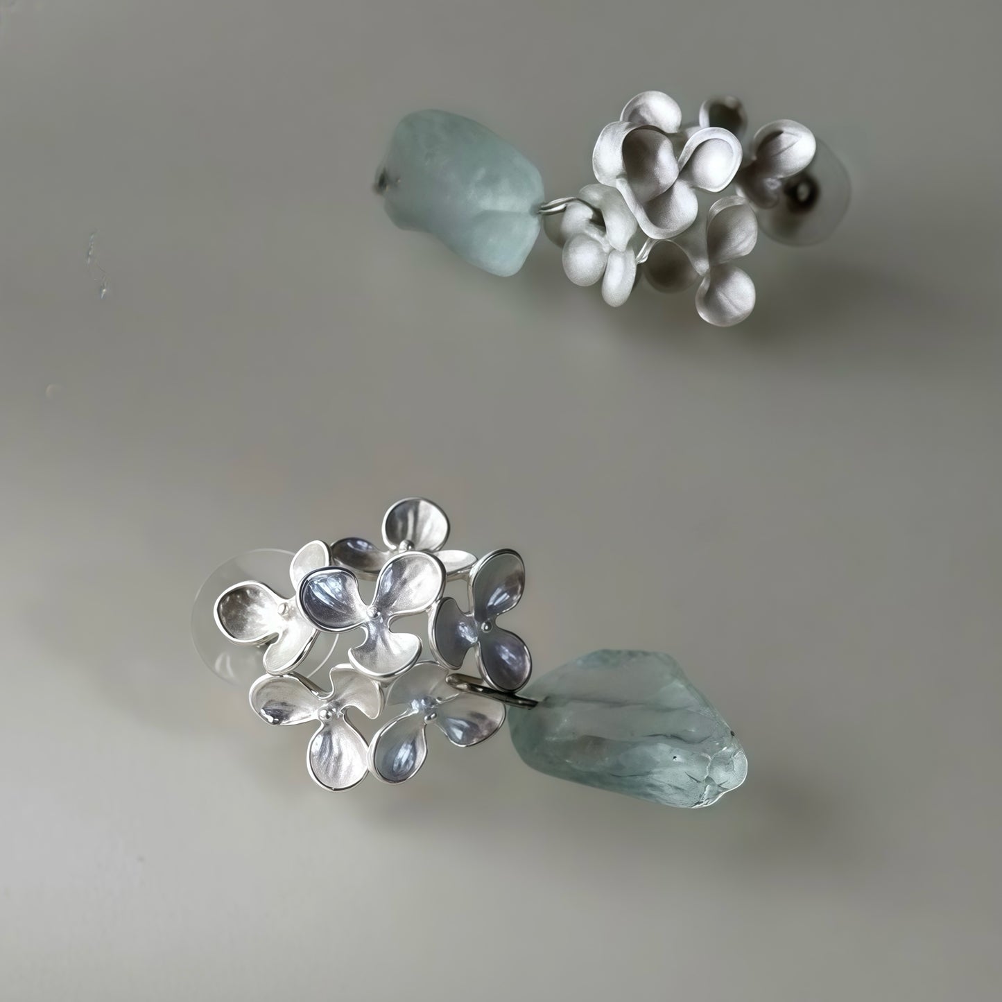 Blooming Aqua Earrings – Sterling Silver & Raw Gemstone Design