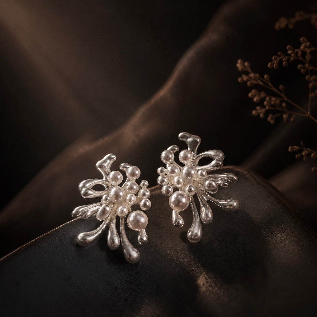 Pearl Cascade Sculpture Earrings