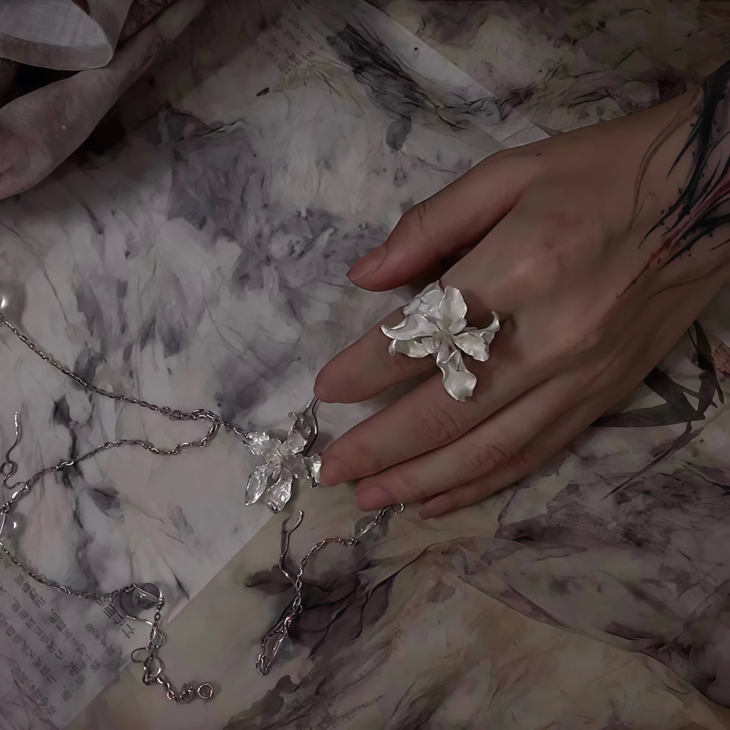 Iris Whisper Silver Ring – Handcrafted Statement Flower Ring