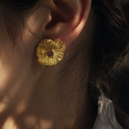 Violet Aura Pansy Earrings