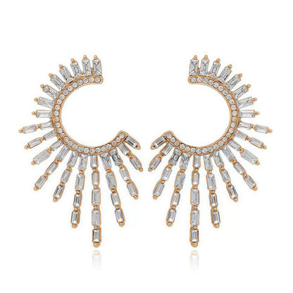 Devine Galaxy Øreringe – Solinspirerede Guld &amp; Krystal Statement Hoops