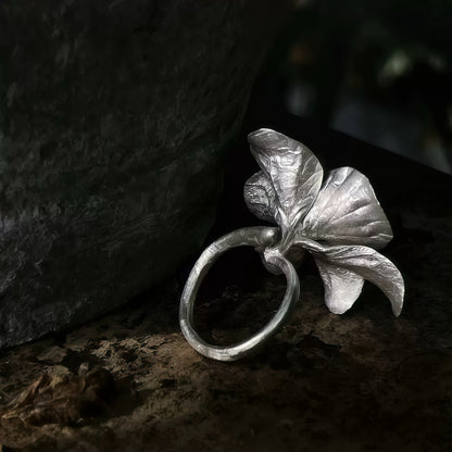 Silver Bloom Pearl Ring