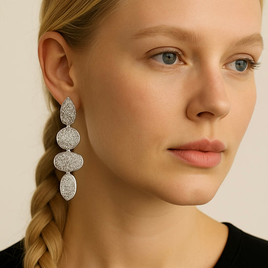 Sunlit Cascade Earrings – Textured Elegance in Motion