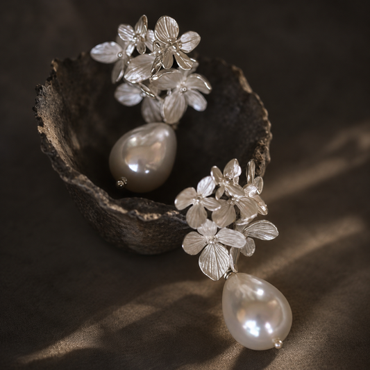 Hydrangea Pearl Drop Earrings