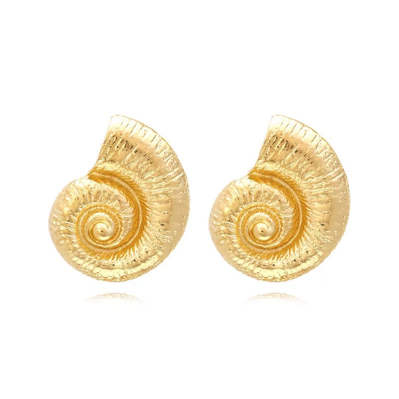 Golden Spiral Shell Earrings