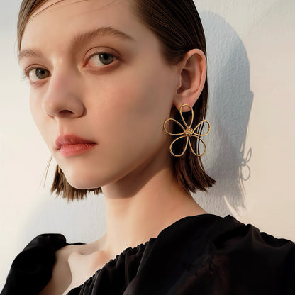 Hand-Formed Floral Wire Earrings