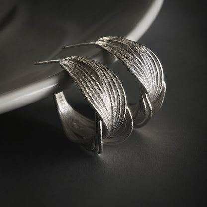 Interwoven Silver Hoop Earrings