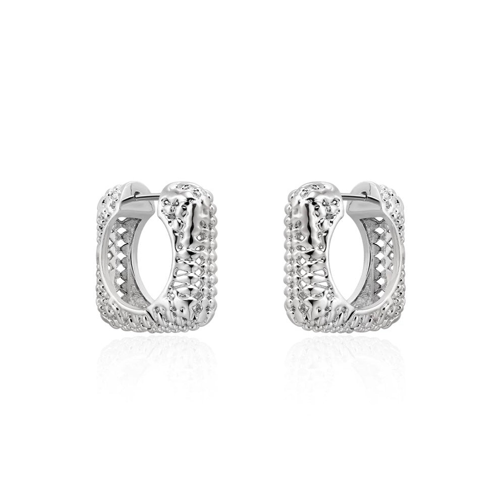 Sculpted Shine Hoops – Silver