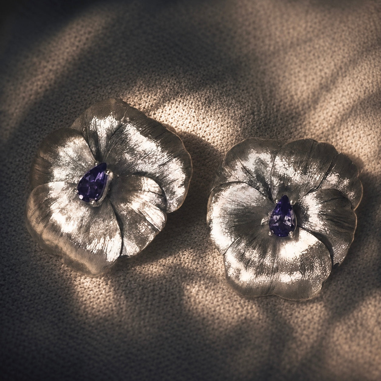 Violet Aura Pansy Earrings