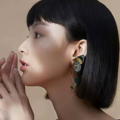 Butterfly Rebirth Embroidered Earrings (2-in-1 Style)