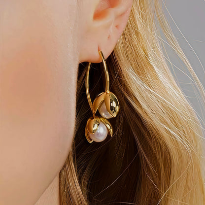 Petal Pearl Earrings - Gold & Silver