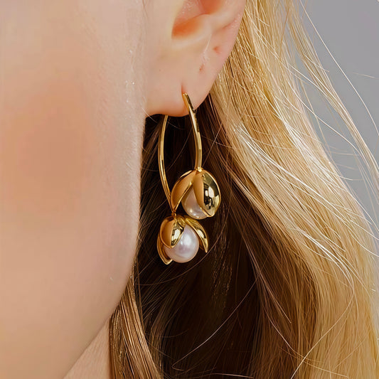Petal Pearl Earrings - Gold & Silver