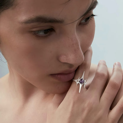 Starlit Thorn Amethyst Ring