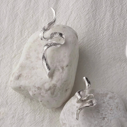 Sculpted Flow Silver Earrings