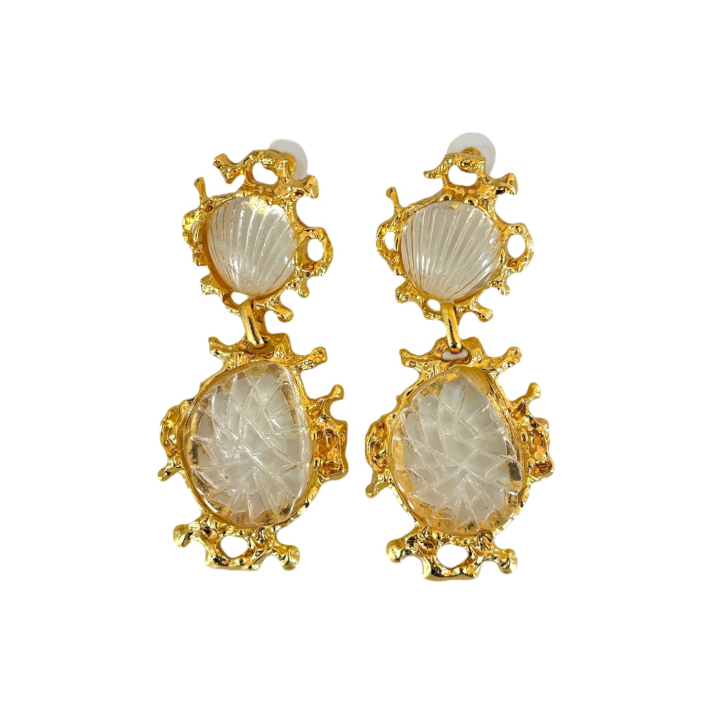 Ocean Relic Earrings – Sculptural Shell & Crystal Drop Statement Earrings