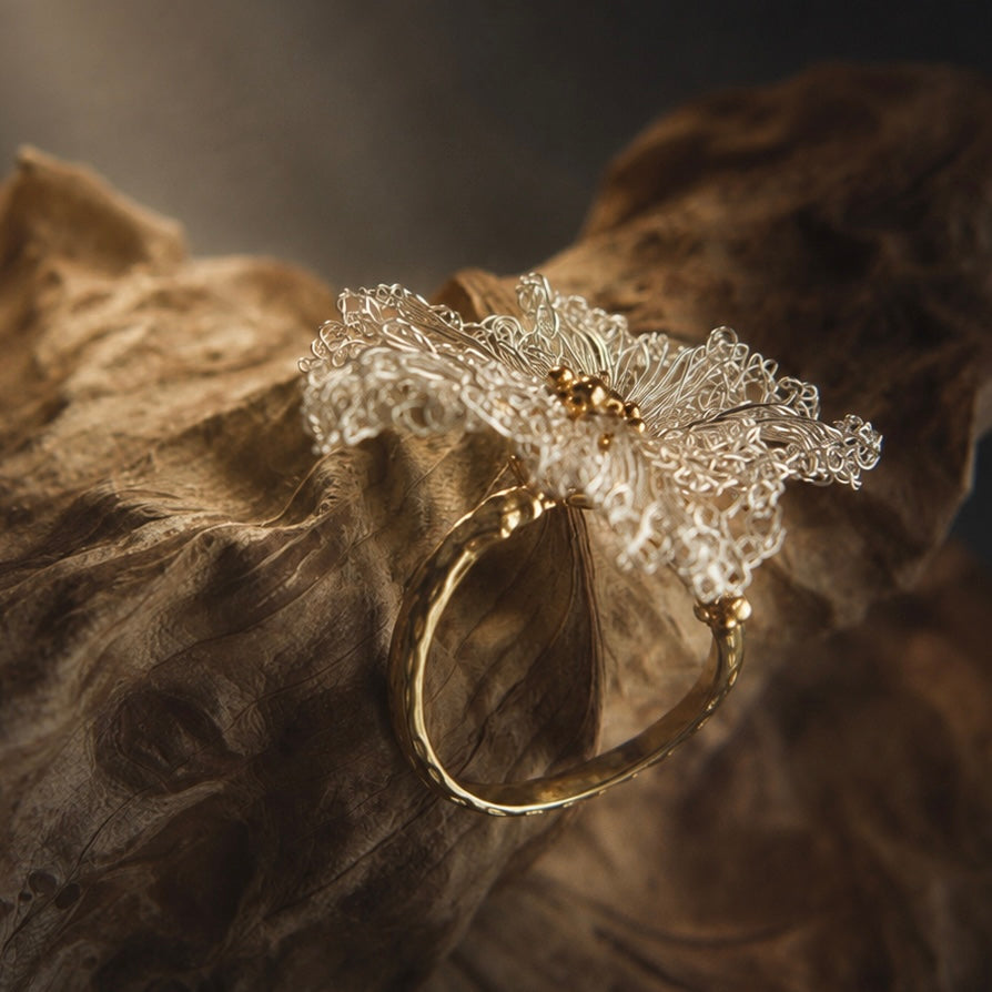 Ethereal Bloom Earrings / Necklace / Ring — Handmade Filigree Flower Jewelry