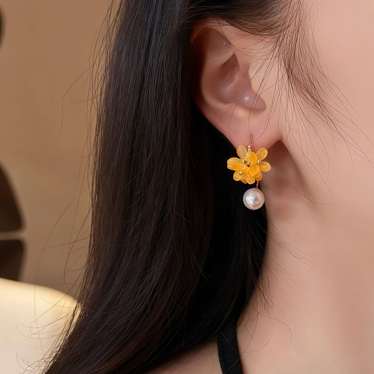 Sunlit Blossom Earrings (2-in-1 Style)