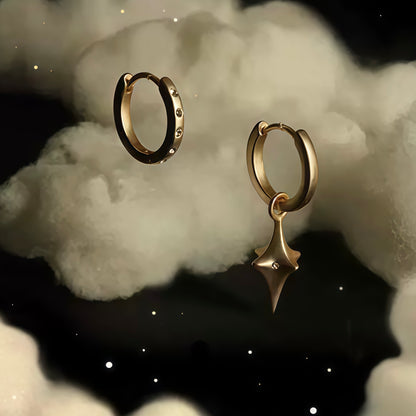 Celestial Drop Hoop Earrings (2-in-1 Style)