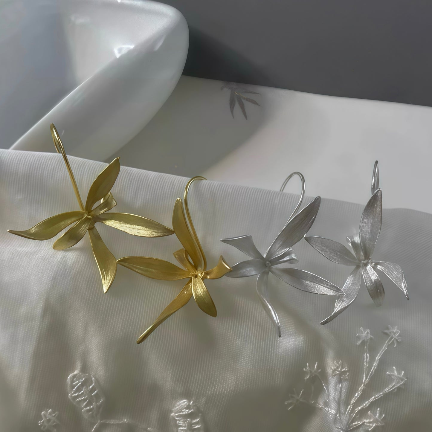 Four-Season Orchid Drop Earrings