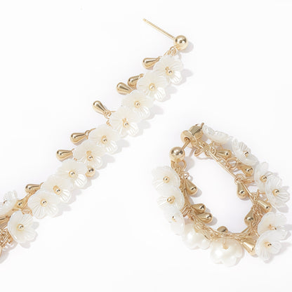 Cherry Blossom Rain Earrings – Convertible Floral Hoops (2-in-1 Style)