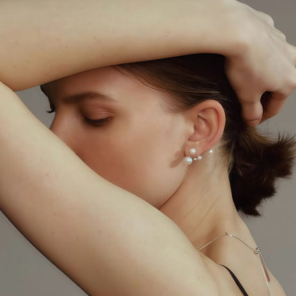 Orbiting Pearl Ear-Climber Earrings (2-in-1 Style)