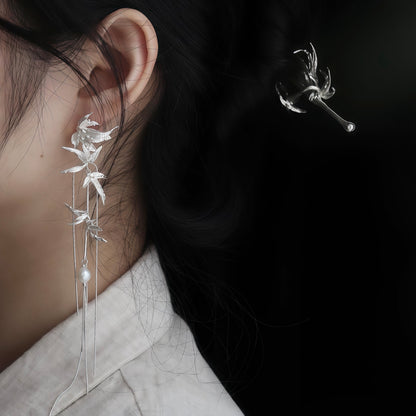 Whispering Bamboo Long Drop Earrings
