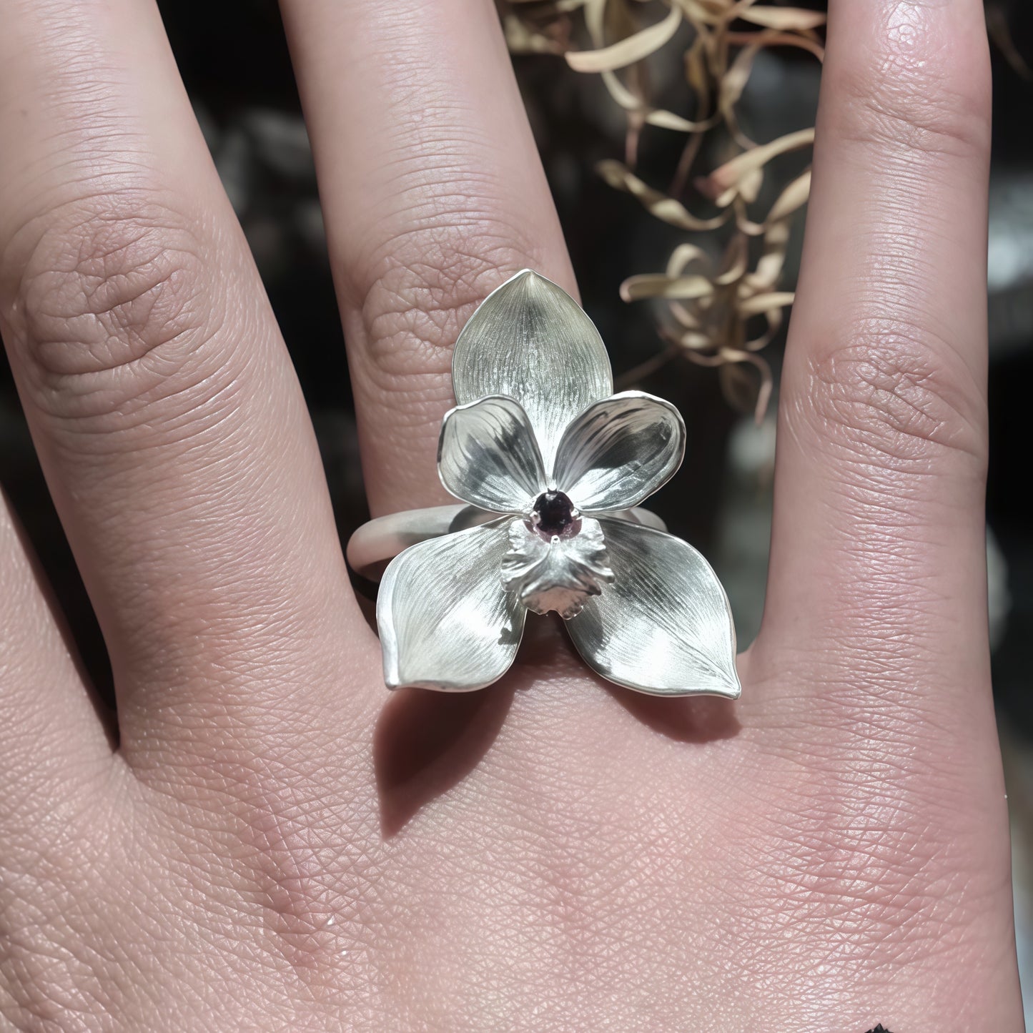 Orchid Bloom Silver Ring — Made to Order (15-Day Craft)