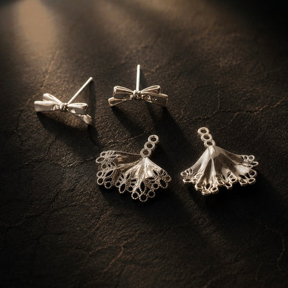 Ribbon Lace Skirt Earrings (2-in-1 Style)