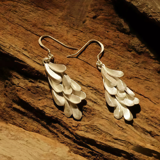 Silver Feather Cascade Earrings — Light as Air, Strong in Presence