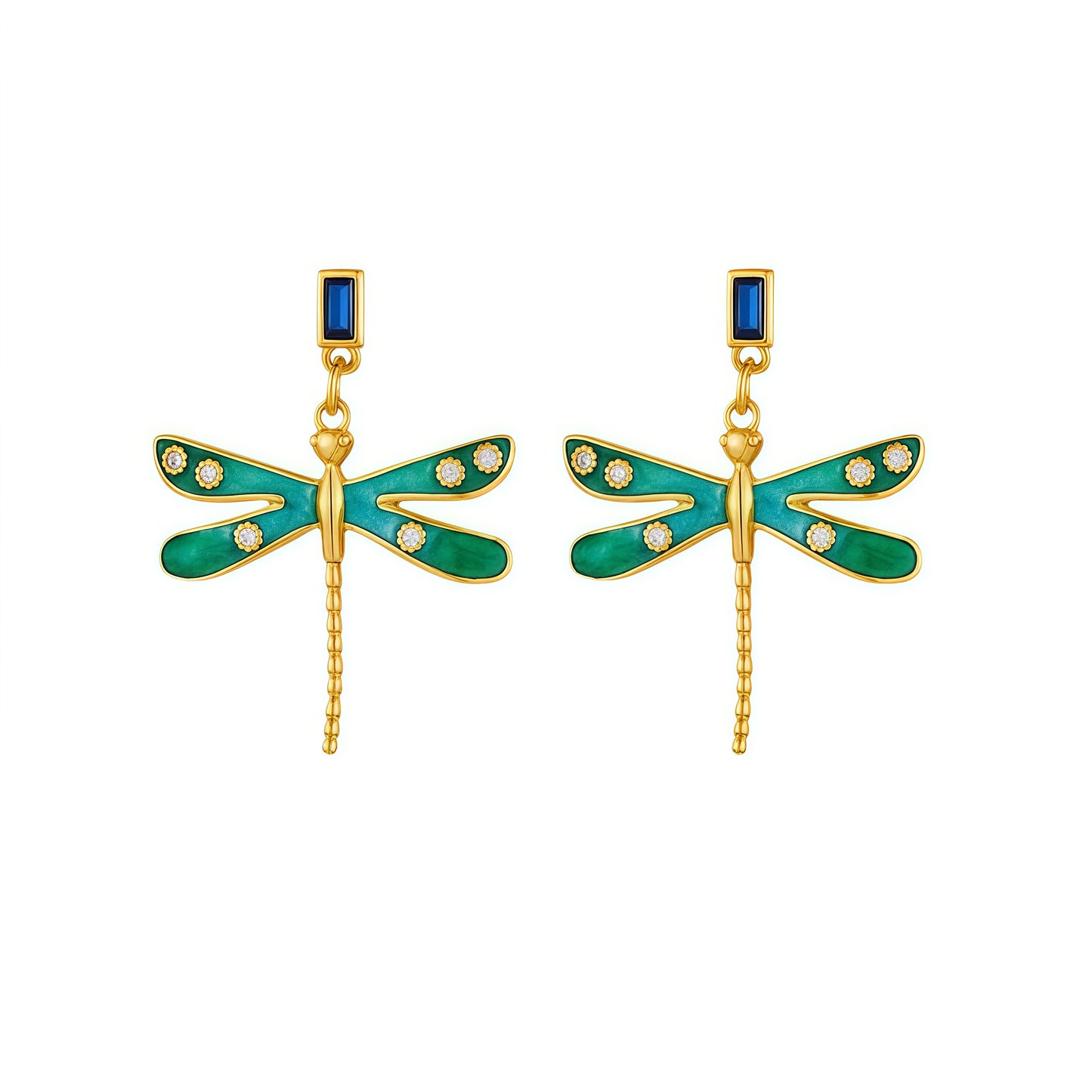 Emerald Sky Dragonfly Earrings